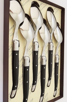 Dessert Spoon gift box set of 6 Black-french-range-Tessa Mae's with Attitude | Gifts and Homewares | Mapua NZ