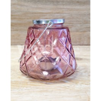 Glass Tea Light Holder With Metal Insert - Rose