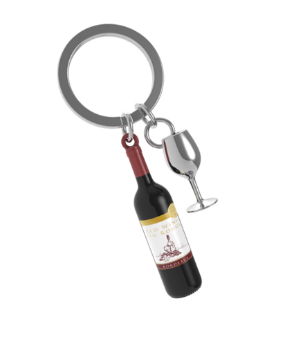 French Wine Bottle Keyring