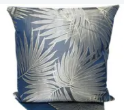 ON SALE Silver palm Blue Cushion