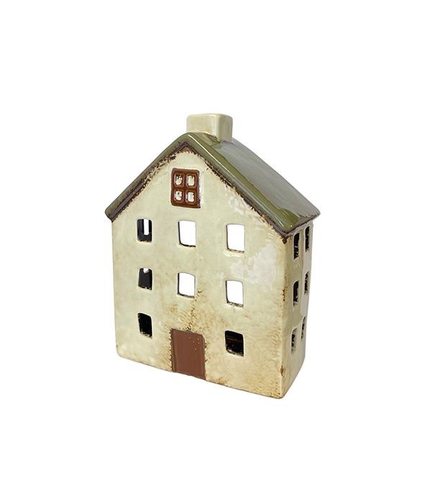 ALSACE TEA LIGHT WIDE CHALET OLIVE GREEN