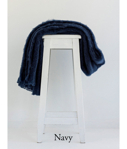 Mohair Navy Knee Throw