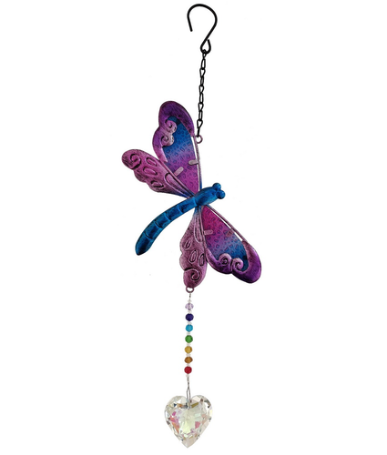 Purple Dragonfly with crystal heart