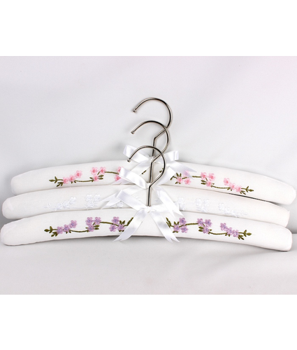 Embroidered Coat Hangers Garden White