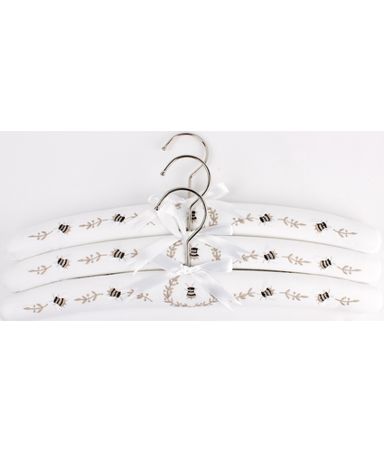 Embroidered Coat Hangers Bee White