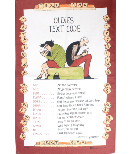 Teatowel Oldies Text Code