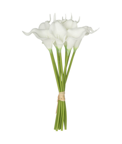 9pc Faux Calalily Bunch WHITE