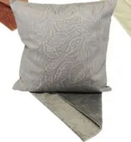 ON SALE Embossed Leaves Grey Plush Cushion 