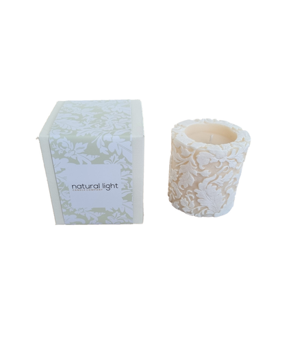 Damask 3 inch Recessed Ivory/White Candle