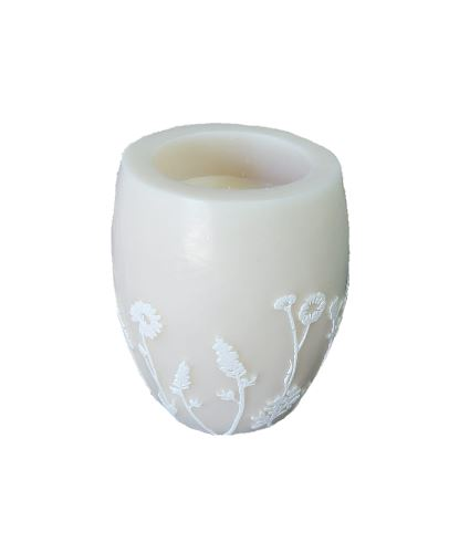 Wildflower 4 Inch Hurricane Ivory/White Candle