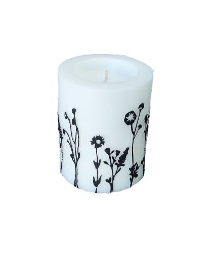 Wildflower Mini Recessed Pillar Black/White Candle