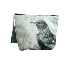 Vintage Hushed Green Tui Velvet Cosmetic Case