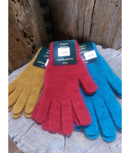 NZ Possum Merino Plain Glove Red Large