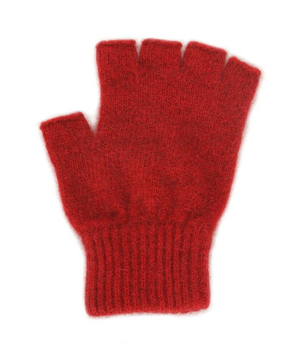 NZ Possum Merino Fingerless Gloves Red Medium