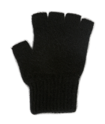 Possum/Merino Fingerless Gloves Black Medium