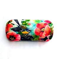 Sunglasses Case Hibiscus Flower and Fantail NZ Artist