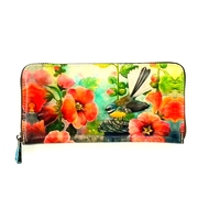 Wallet Large Leather Hibiscus and Fantail