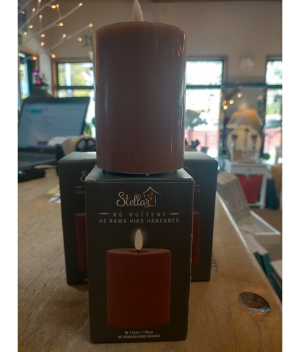 Pecan Battery Operated Pillar Candle