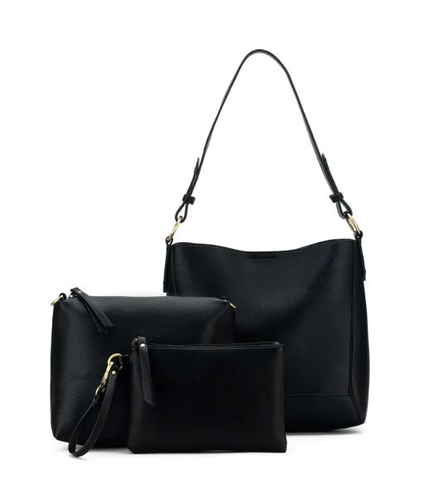 Marina 3 Piece Bucket Crossbody Bag Black