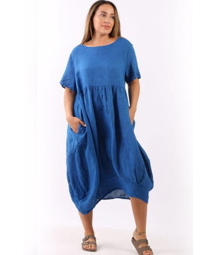 Linen Dress Royal Blue