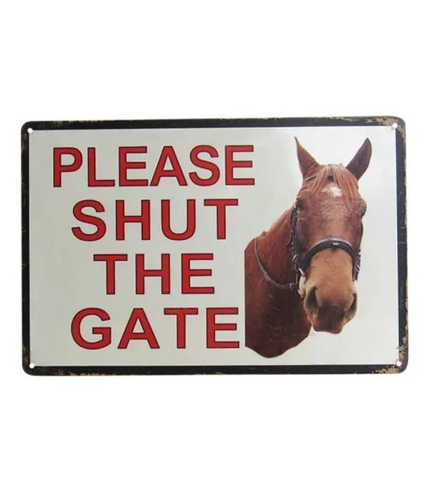 Tin Art Sign Please Shut the Gate