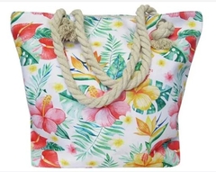 Rope Tote Bag Hibiscus Design