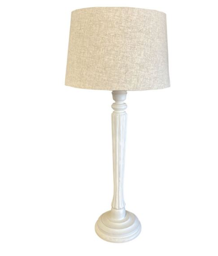 White Table lamp with natural Linen Shade