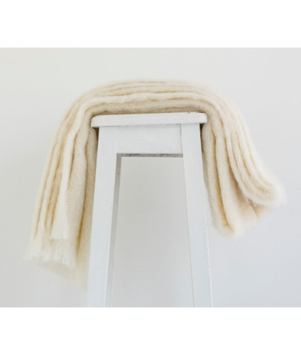 Cream Mohair Knee Throw