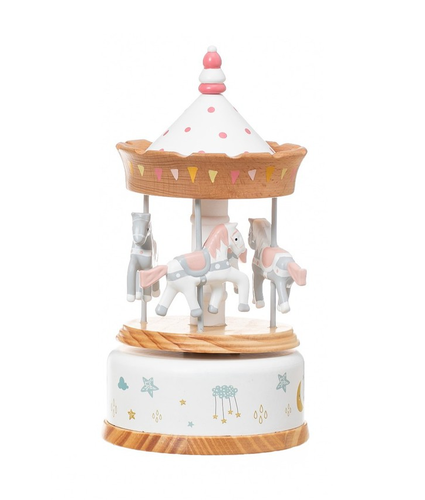 Wooden Carousel Music Box - Pink