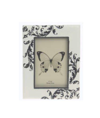 Embossed fern photoframein Black and White