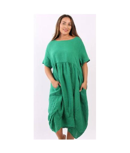 Mila Linen Dress Apple Green