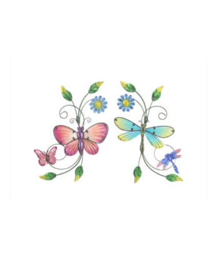 Blue Pink Butterfly Metal Wall Art