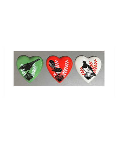 12cm Native Birds Ceramic Heart