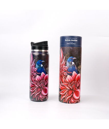 Tui on Pink Flowers Drink Bottle