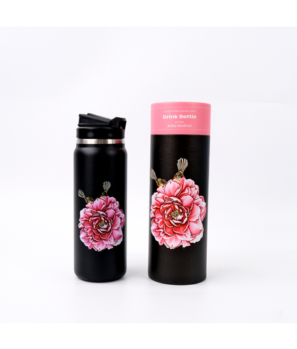 Two Fantails on Pink Flowers Drink Bottle