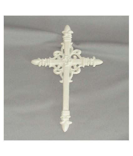 Filagree Antique White Cast Iron Cross