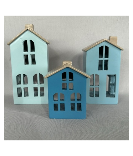 Dark Blue Small Tealight House with Tealight