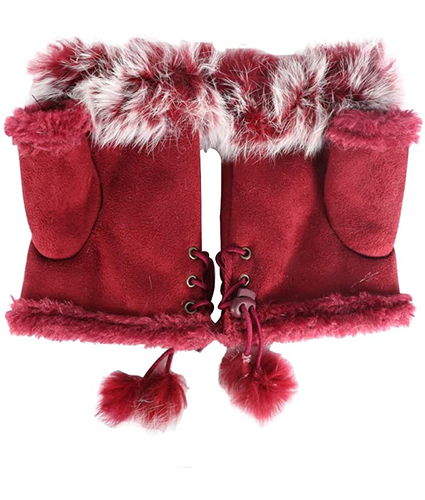 Red Gloves Faux Fur Trim