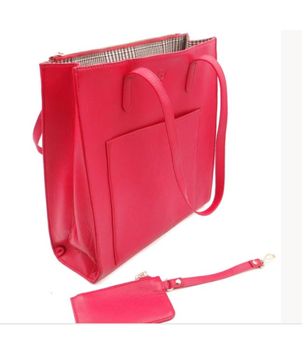 shoulder Tote With Detachable mini Wallet in Red