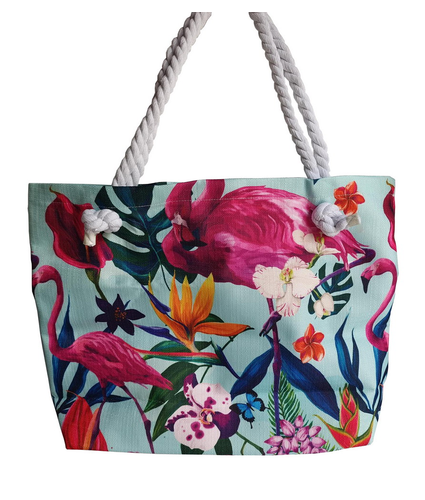 Beach Bag Pink Flamingos