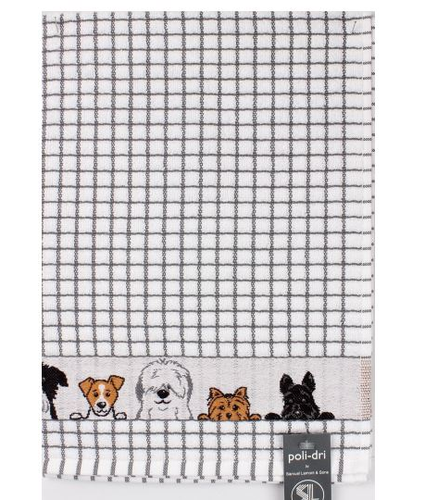 Charcoal Dogs tea towel