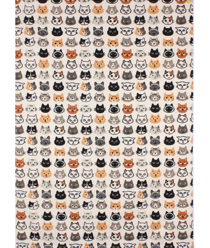 Cat Look printed tea towel