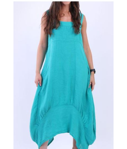 Gabriella Linen Dress Aqua