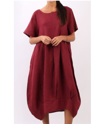 Mila Linen Dress Wine
