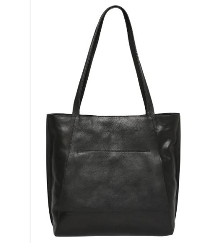 Leather Tote Shopper in Black