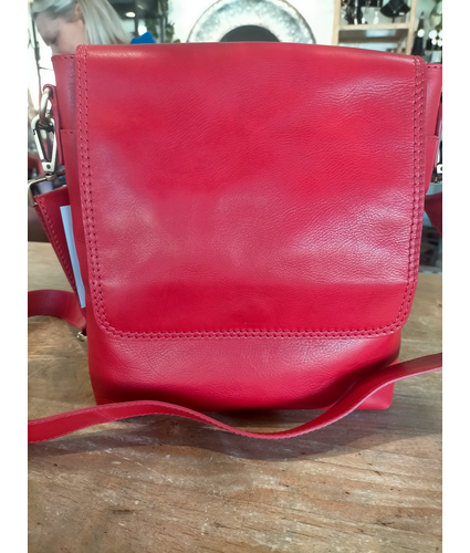 Leather Satchel in Red
