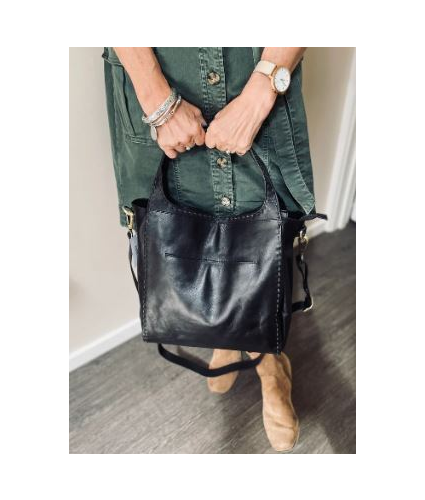 Leather Urban Tote Bag in Black