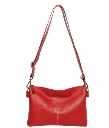 Leather Shoulder Bag in Red