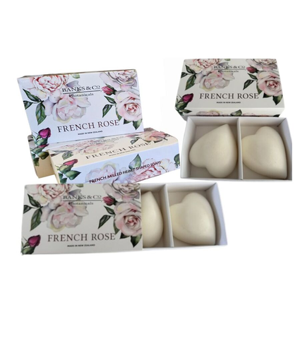 French Rose Boxed Heart Soaps x2