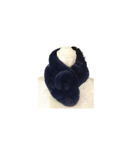 Faux fur ball pull thru snood Navy
